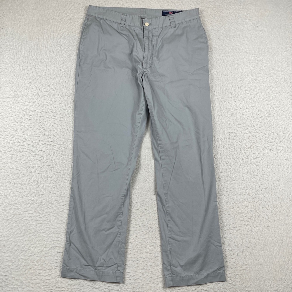 Vineyard Vines Club Pants Mens 34x30 Grey Slim Fit Cotton Twill Chinos Casual